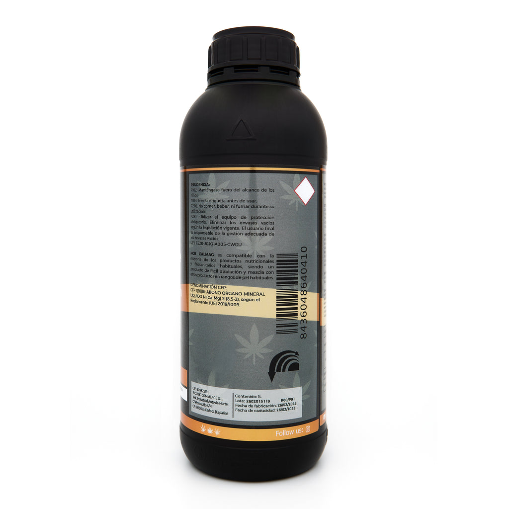 Bote negro de 1 litro NCB CALMAG - producto marca NatureCanBe – producto nutricional orgánico – etiqueta anaranjada