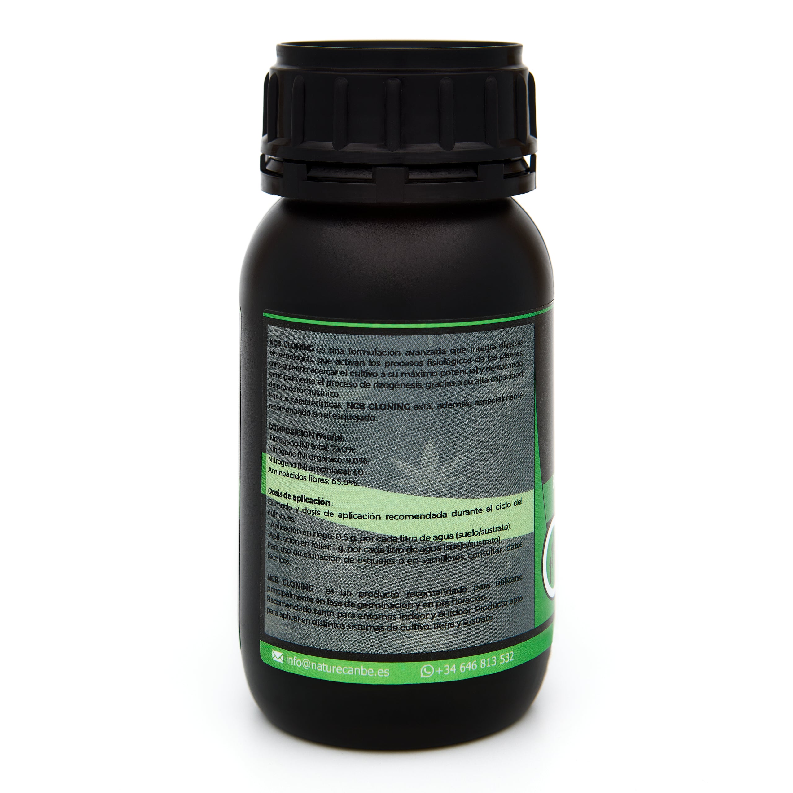 Bote negro de 125 gramos NCB CLONING - producto marca NatureCanBe – producto bioestimulante orgánico – etiqueta verde