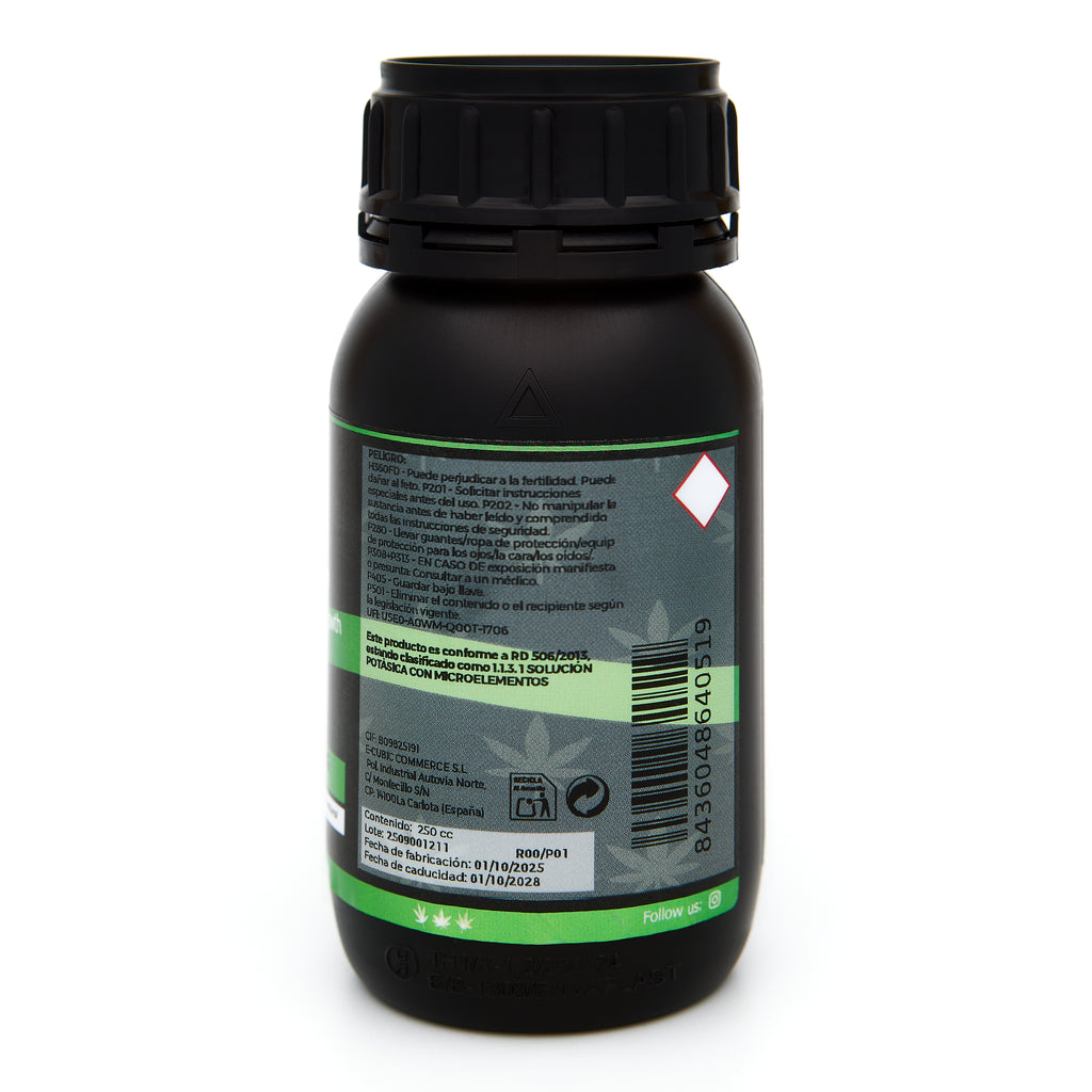 Bote negro de 250 mililitros NCB ENERGIZING - producto marca NatureCanBe – producto bioestimulante orgánico – etiqueta verde