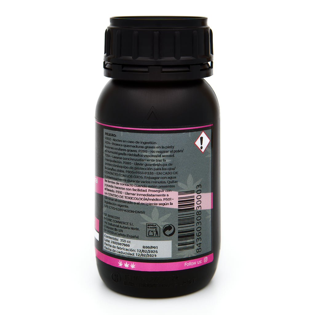 Bote negro de 250 mililitros NCB ESCUDO S - insecticida orgánico marca NatureCanBe – producto insecticida – etiqueta rosa fucsia 