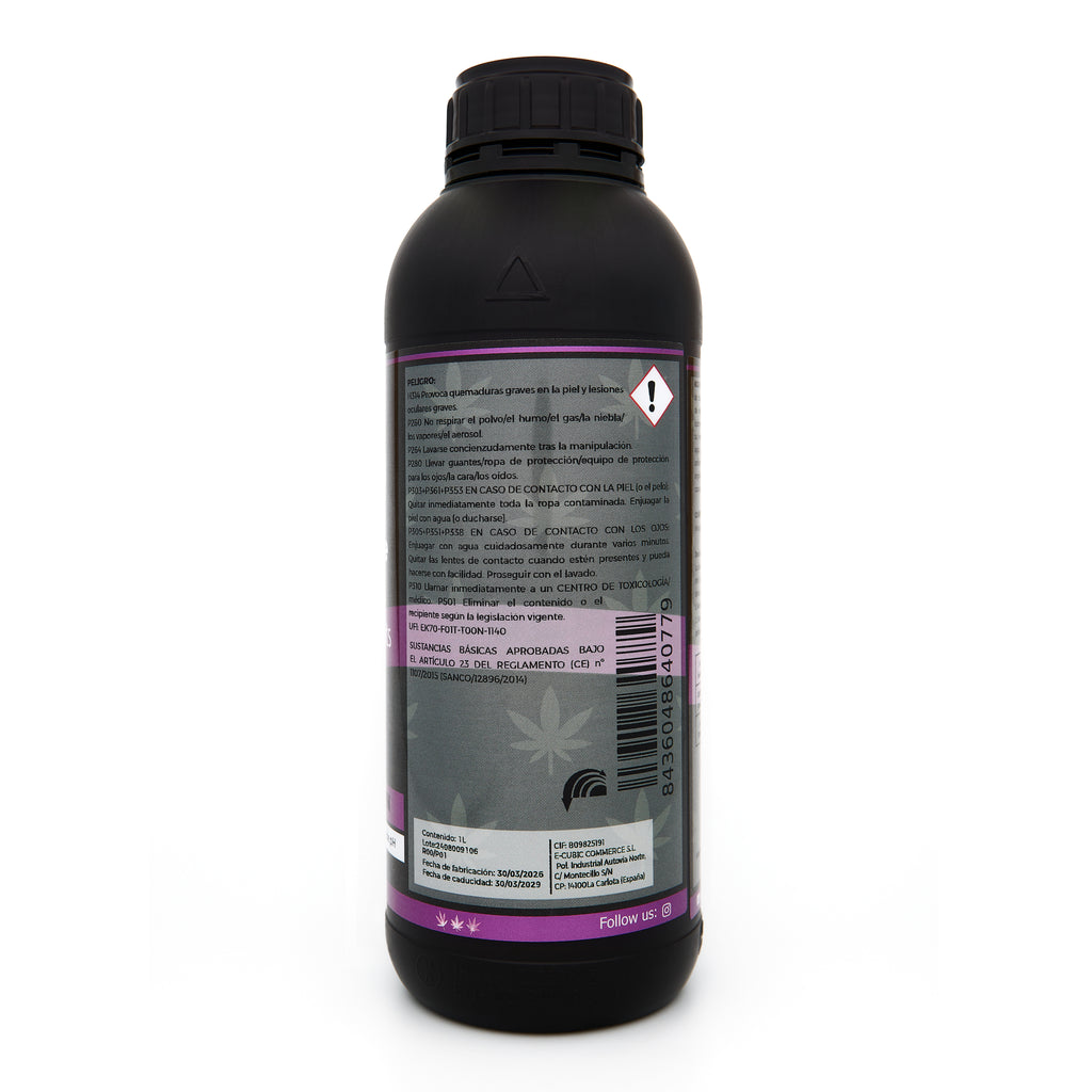 Bote negro de 1 litro NCB Ph-DOWN - producto marca NatureCanBe – producto auxiliar orgánico – etiqueta morada
