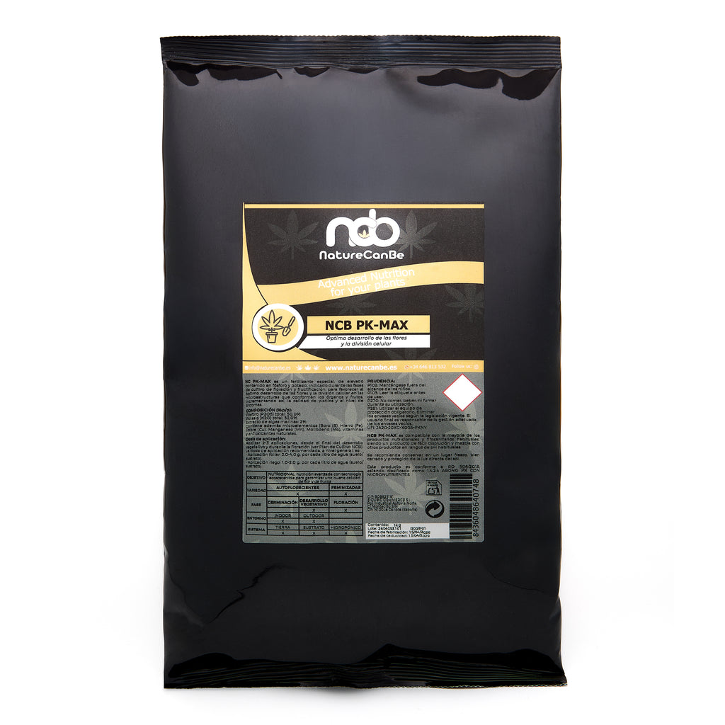 Bolsa negra 1 kilo NCB PK-MAX - producto marca NatureCanBe – producto nutricional orgánico – etiqueta anaranjada 