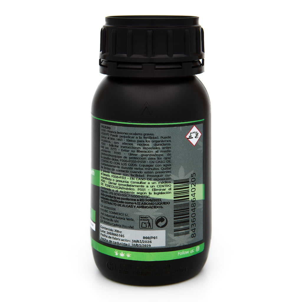 Bote negro de 250 mililitros NCB ROOTING - producto marca NatureCanBe – producto bioestimulante orgánico – etiqueta verde